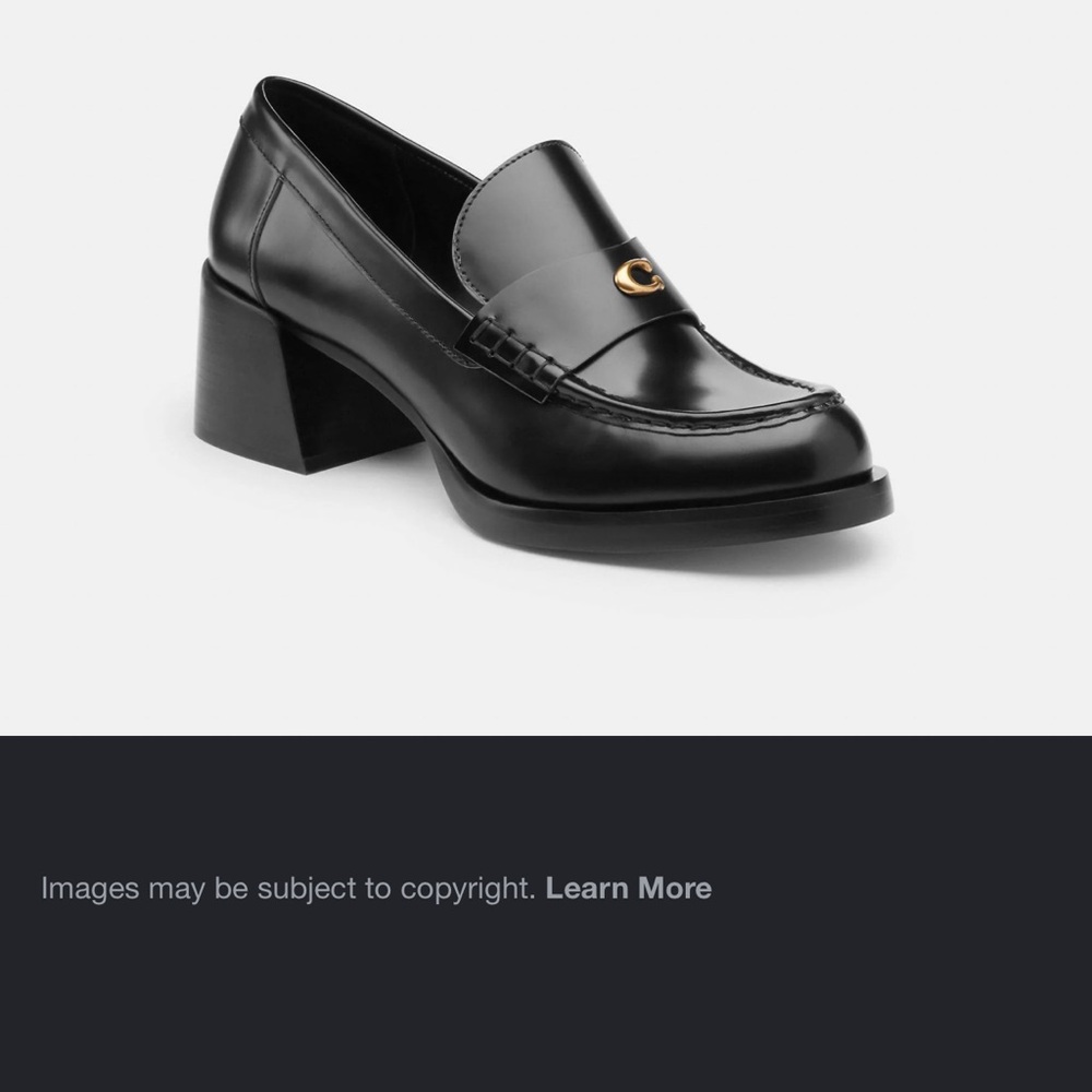 Coach Natalie Black Leather Women’s Loafers with Gold 'C' Accent - Picture 4 of 6